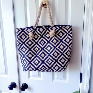 Navy and Cream Tote Bag